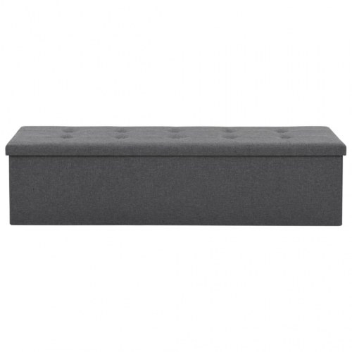 Foldbar opbevaringsbænk imiteret linned 150 x 38 x 38 cm mørkegrå