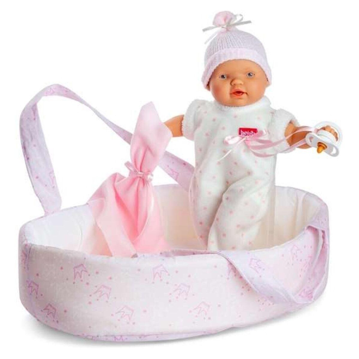 Berjuan Babydukke 351 med kurv - Pink, 28 cm