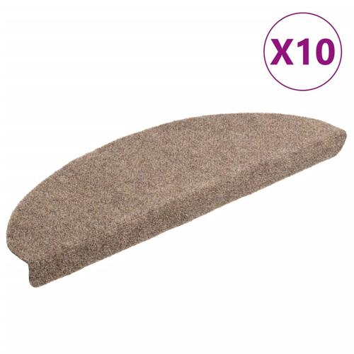 Selvklæbende trappemåtter 10 stk. 65x21x4 cm tuftet cremefarvet (OUTLET A)