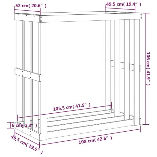 Udendørs brændestativ i massivt fyrretræ - hvid, 108×52×106 cm