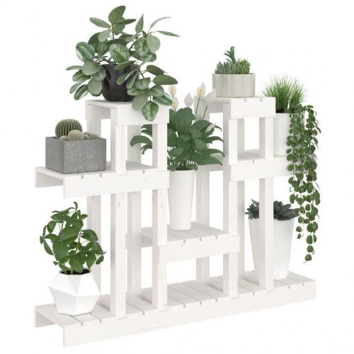 Plantestativ i massivt fyrretræ - hvid, 104,5 × 25 × 77,5 cm