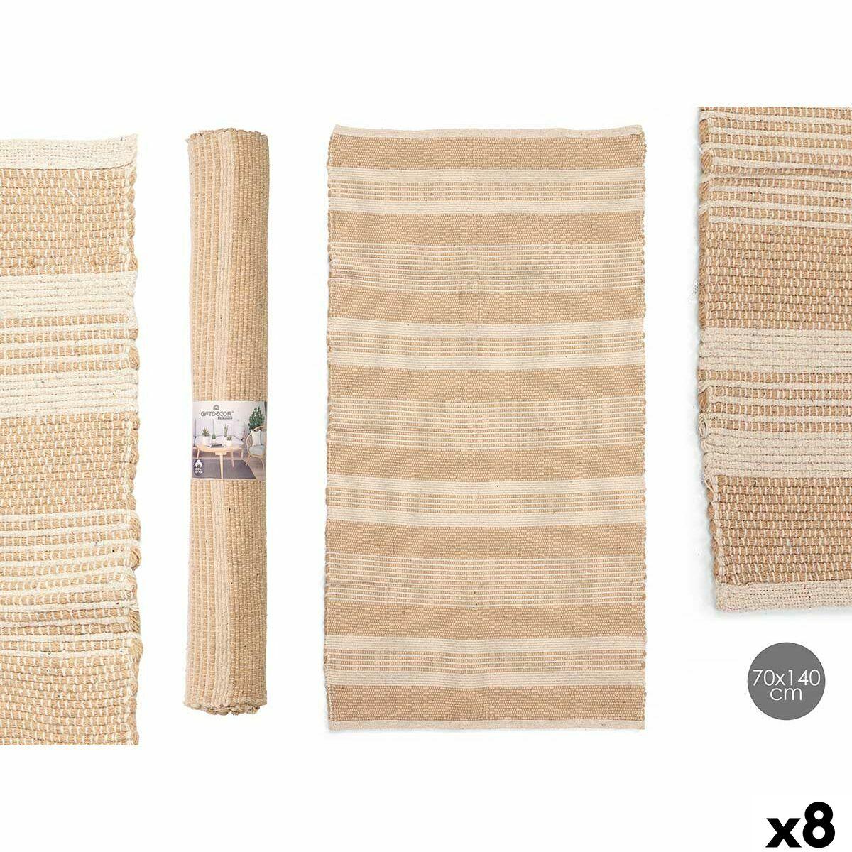 Gulvtæppe hvid/brun 70 x 140 cm - 8 stk