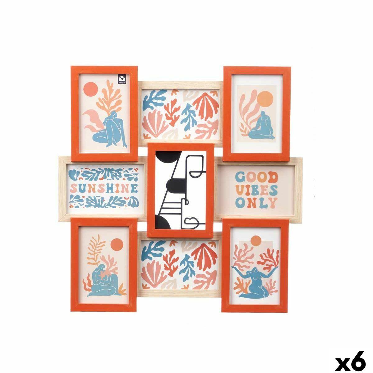 Fotoramme kollageramme multifarvet metal/træ MDF - 8 fotos (6 enheder)