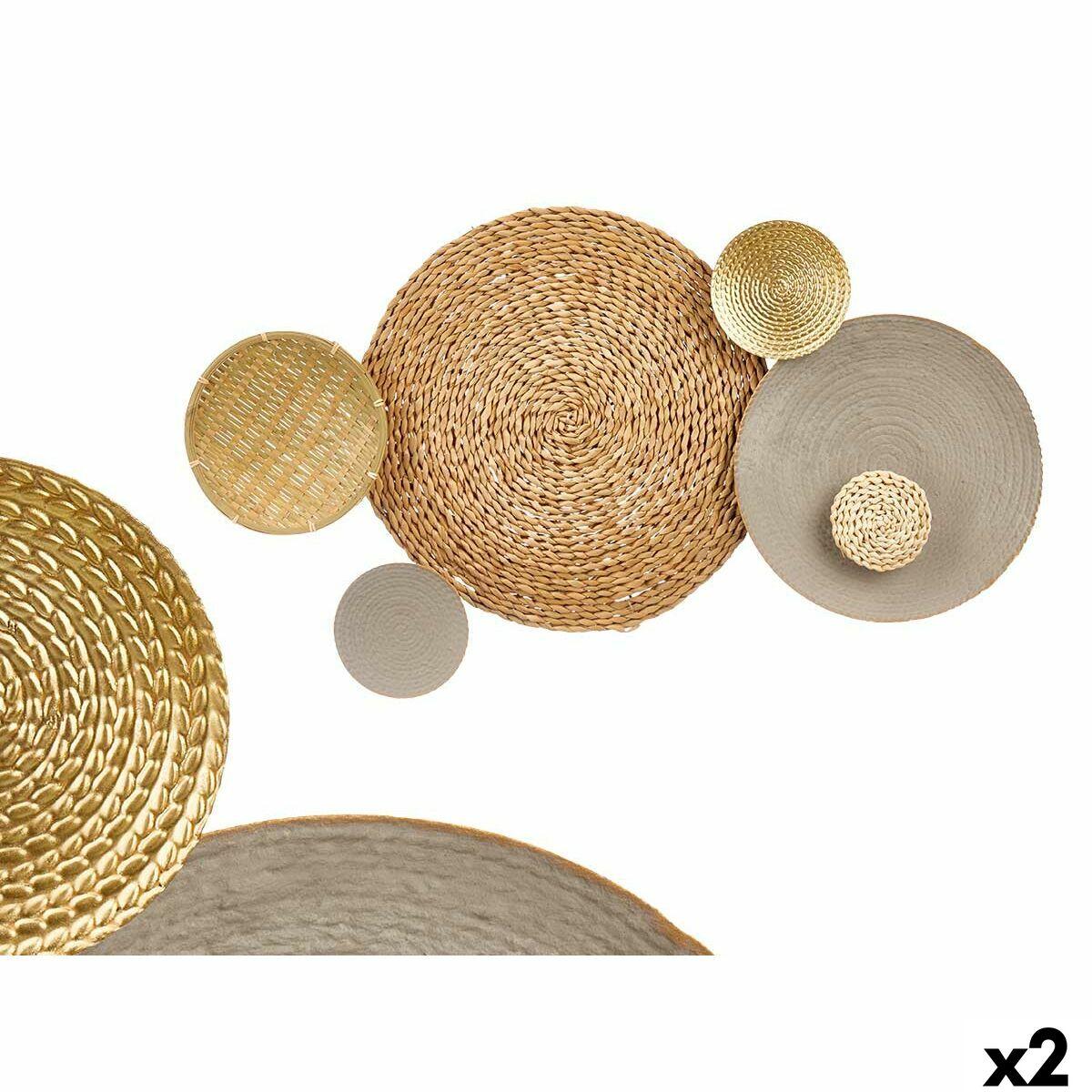 Vægdekoration metal - , brun/grå, 88,9 × 7 × 50 cm (2 stk)