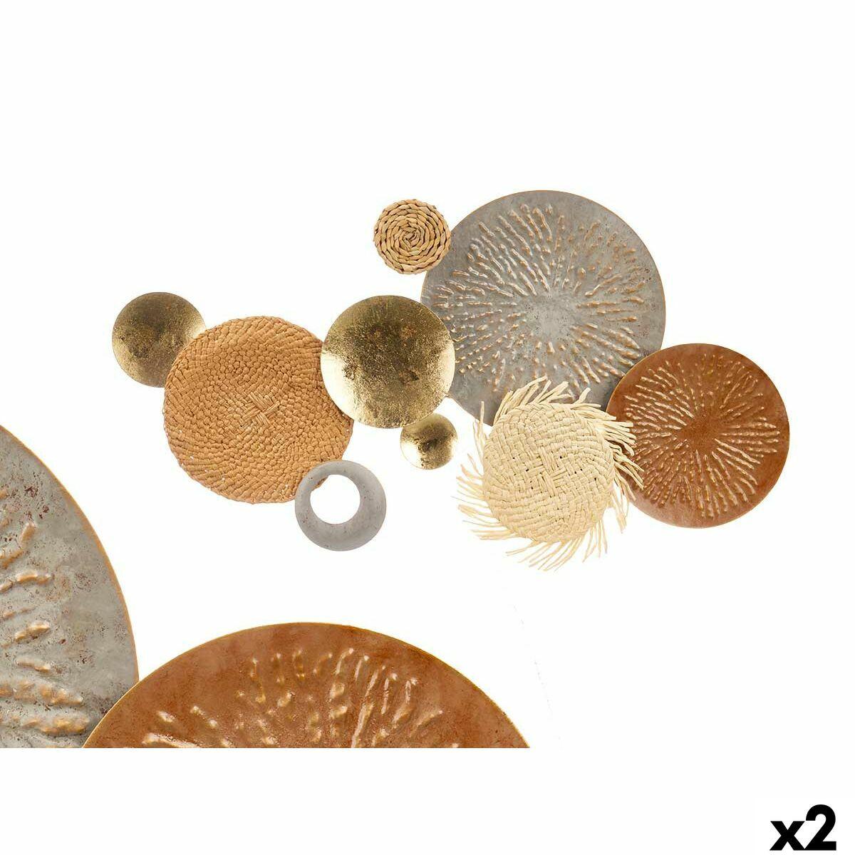 Vægdekoration - brun/grå i metal, papir og naturlig fiber 90,2 × 5,7 × 47 cm (2 stk.)