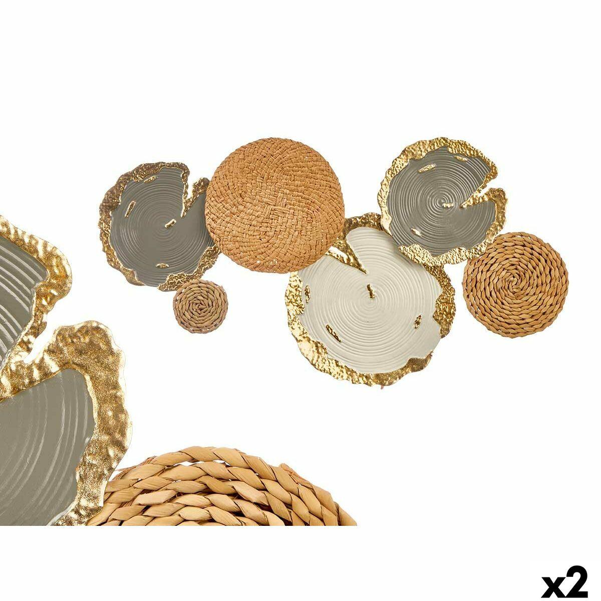 Vægdekoration metal - , hvid/brun/grå, 89,5 × 5,1 × 48,3 cm (2 stk.)