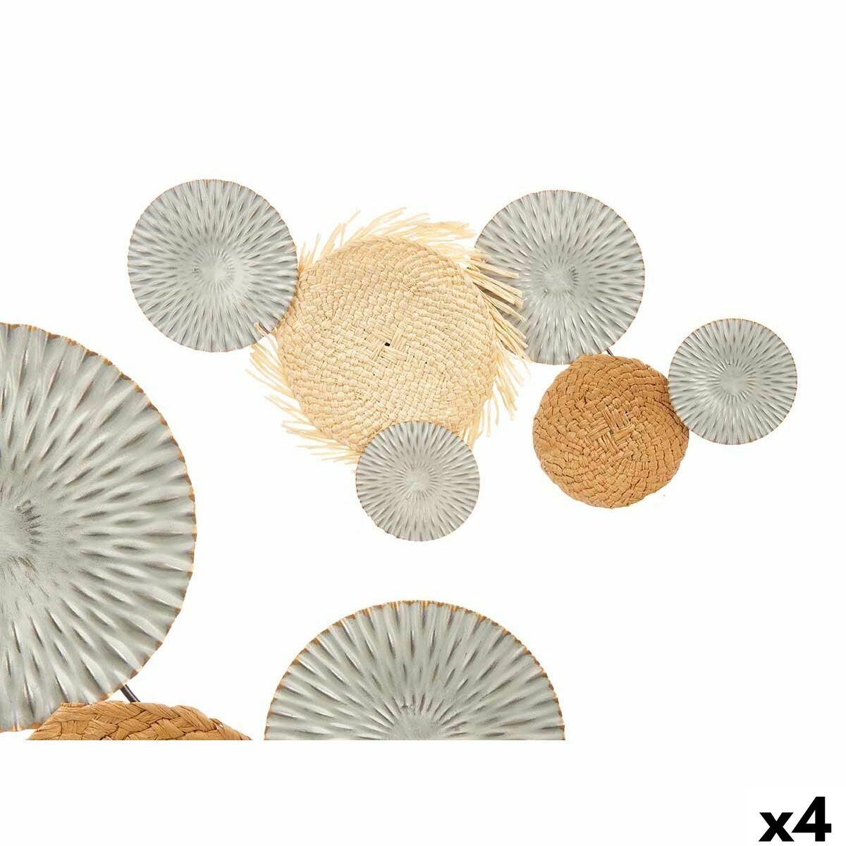 Vægdekoration - brun/grå metal, 76,8 × 4,4 × 50,2 cm (4 enheder)