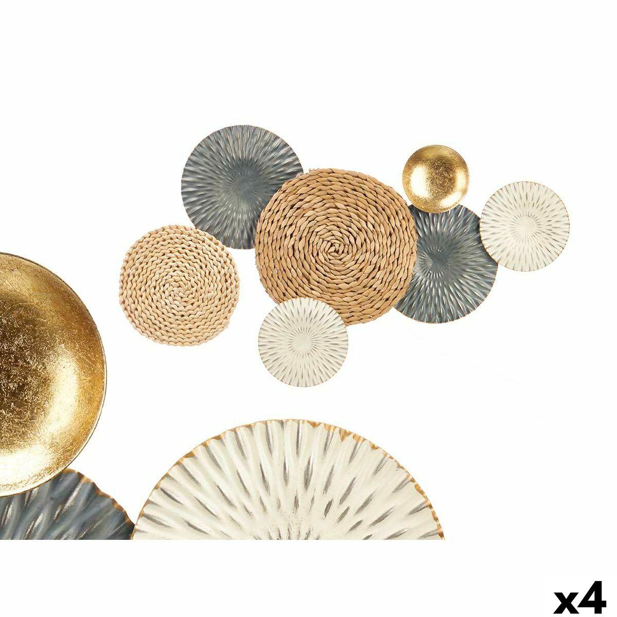 Vægdekoration metal - , blå/hvid/brun, 72,4 × 5,1 × 42,5 cm (4 stk)