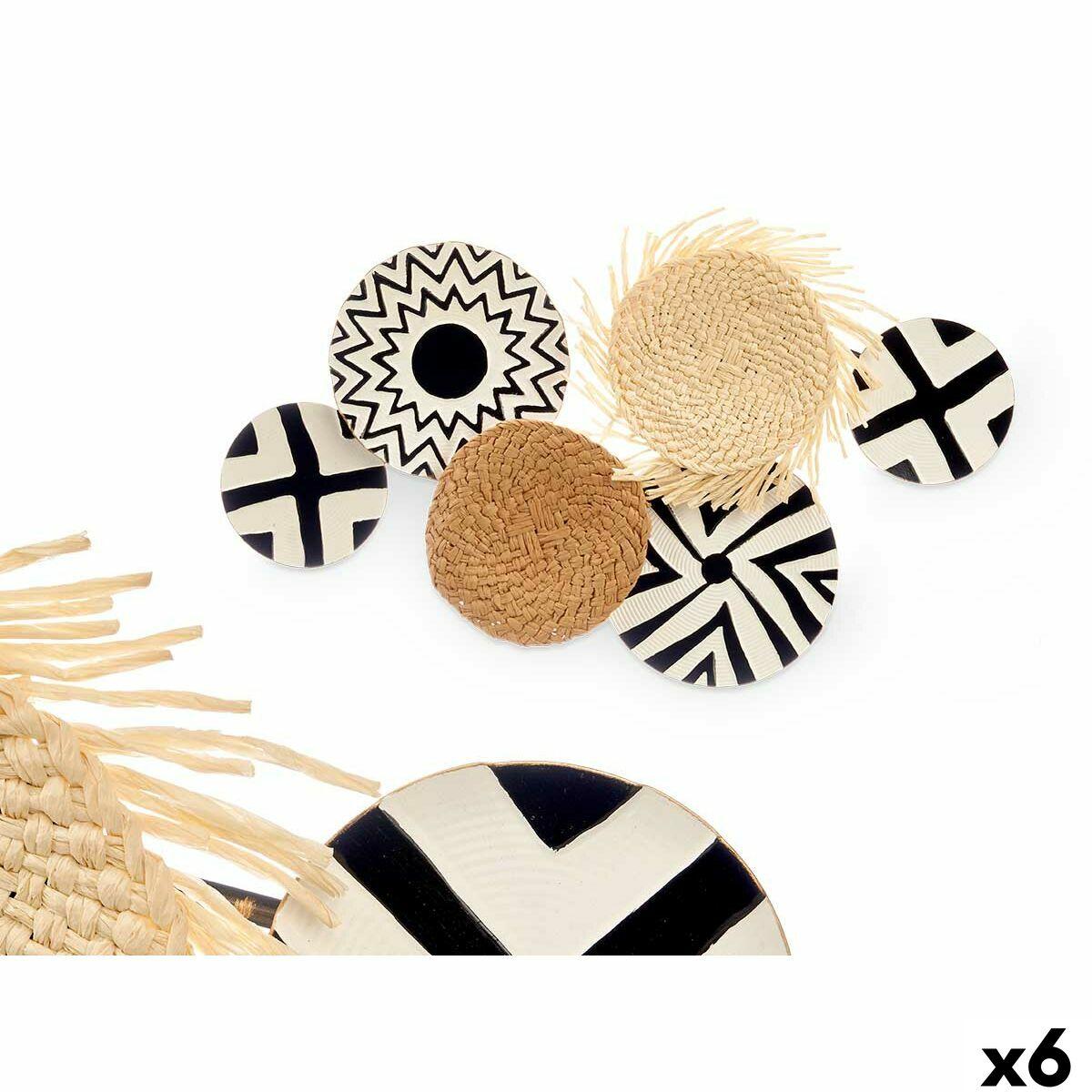 Vægdekoration - hvid/brun/sort metal, 60 × 40 × 5 cm (6 enheder)