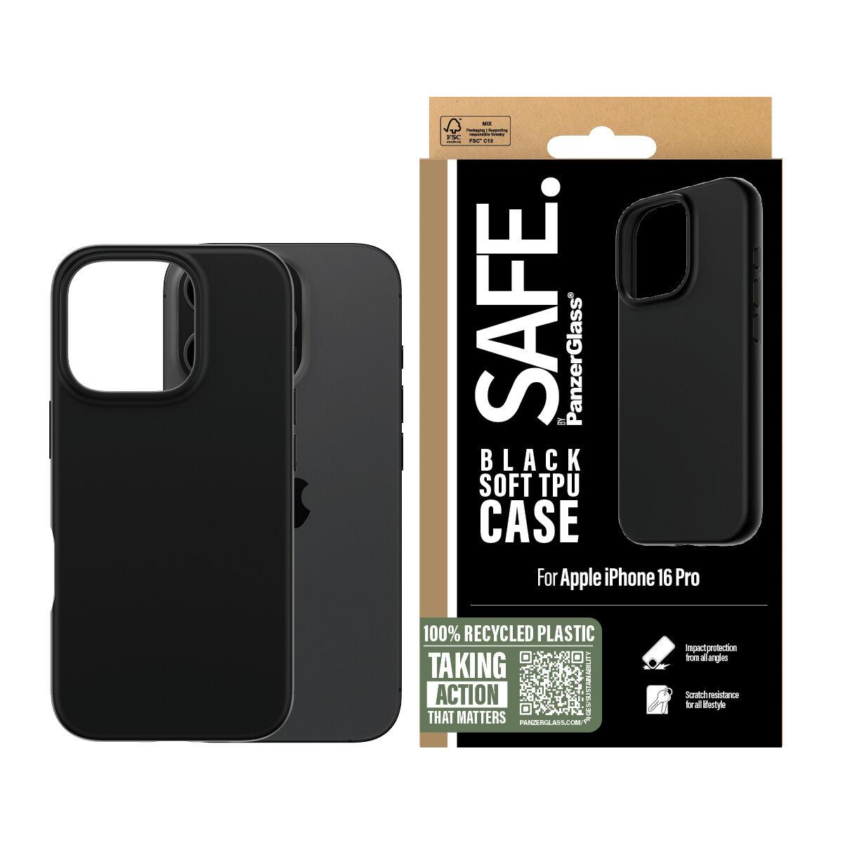 Mobilcover PanzerGlass SAFE Soft TPU - iPhone 16 Pro (sort) billede