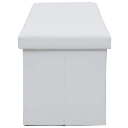 Foldbar opbevaringsbænk kunstlæder 150 x 38 x 38 cm hvid