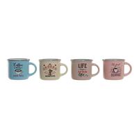 Krus DKD Home Decor Coffee Bone China Porcelæn (180 ml) (4 stk)