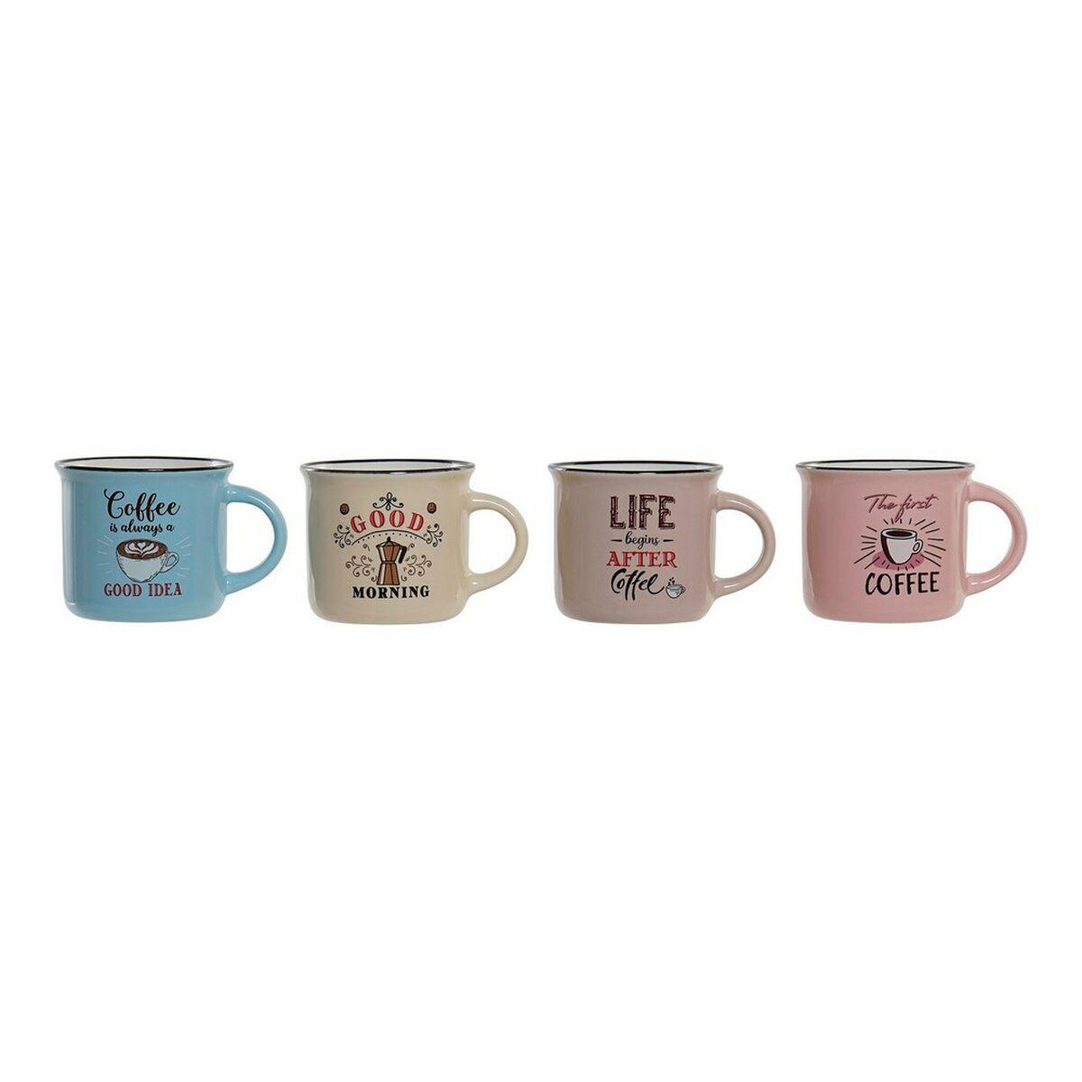 Krus DKD Home Decor Coffee Bone China Porcelæn (180 ml) (4 stk)