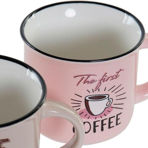Krus DKD Home Decor Coffee Bone China Porcelæn (180 ml) (4 stk)