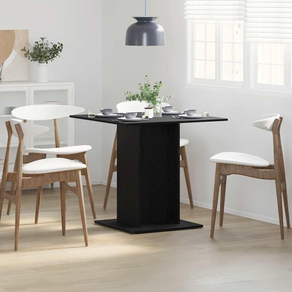 Spisebord 80x80x75 cm konstrueret træ sort egetræsfarve