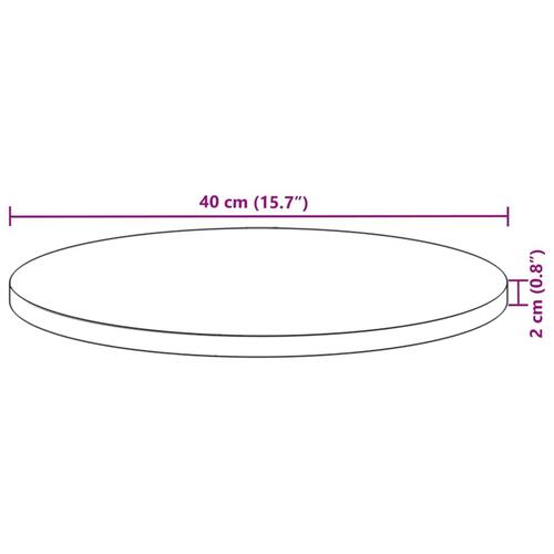 Bordplade Ø40x2 cm rund massivt akacietræ