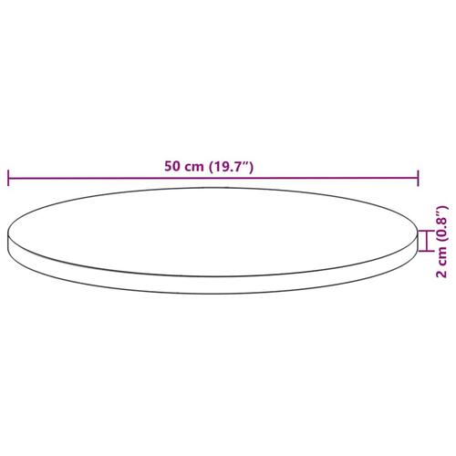 Bordplade Ø50x2 cm massivt akacietræ rund