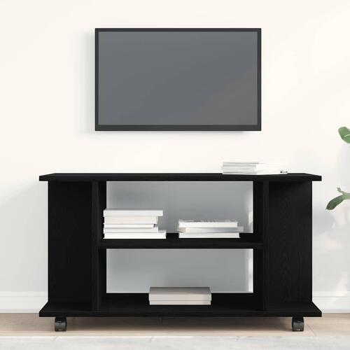 Tv-skab med hjul 80x40x45 cm konstrueret træ sort-eg