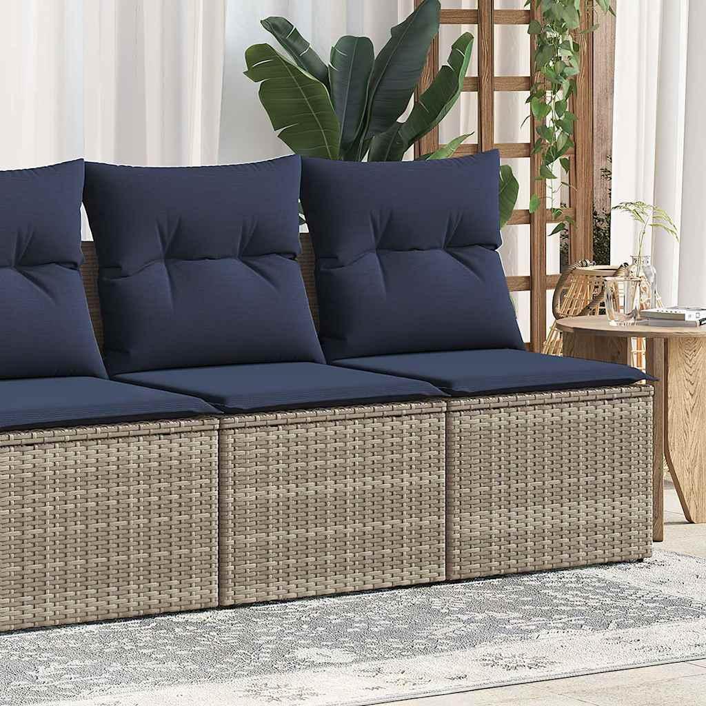 Sofasæt til haven 2 dele med hynder polyrattan akacietræ grå billede