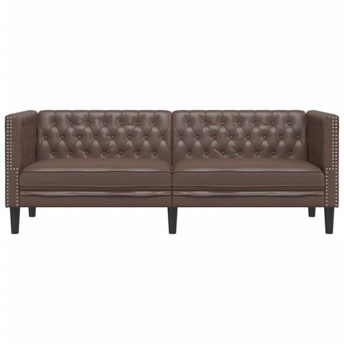 3-personers Chesterfield-sofa kunstlæder sort
