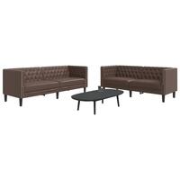 2-personers Chesterfield-sofasæt kunstlæder brun