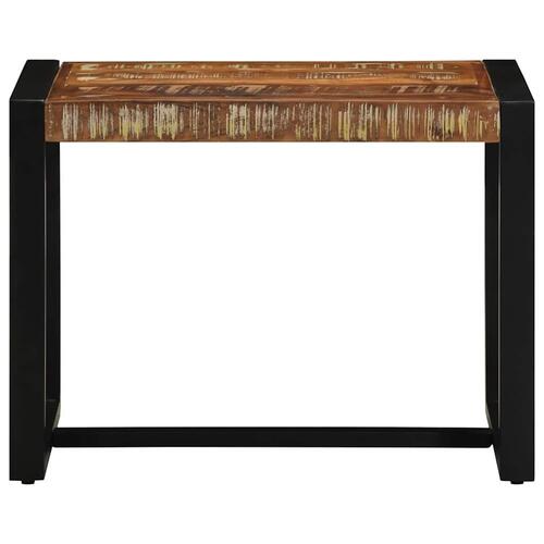 Bænk 60x35x45 cm massivt genbrugstræ flerfarvet