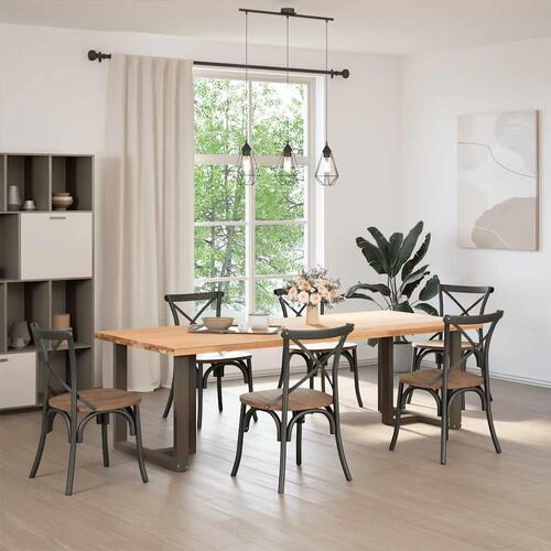 Spisebordsben T-formet 2 stk. naturstål 70x35x(72-73) cm stål