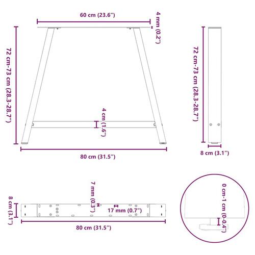 Sofabordben A-formet 2 stk 90x(72-73) cm stål