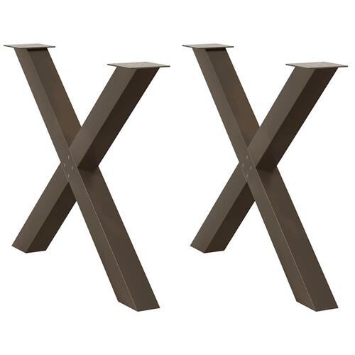 Spisebordsben X-formet 2 stk. naturstål 90x(72-73) cm stål