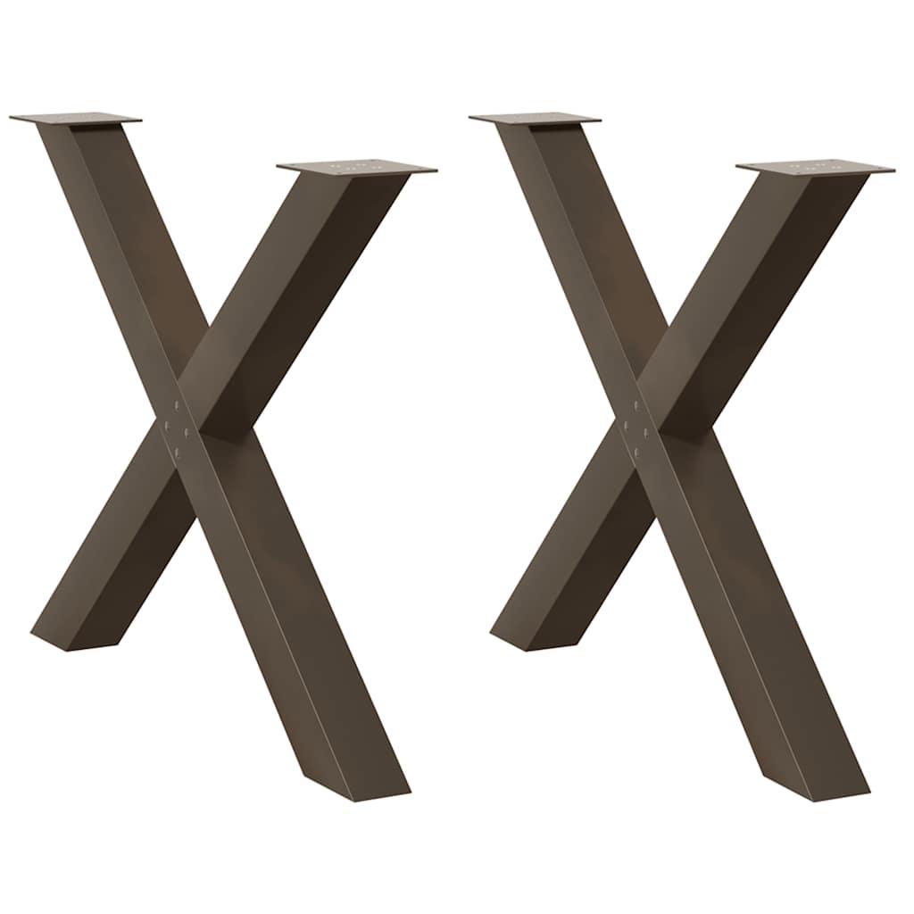 Spisebordsben X-formet 2 stk. naturstål 90x(72-73) cm stål