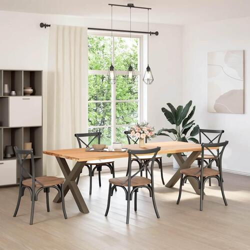 Spisebordsben X-formet 2 stk. naturstål 90x(72-73) cm stål