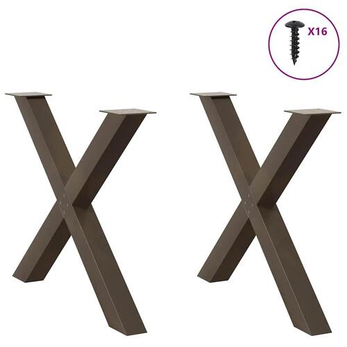 Spisebordsben X-formet 2 stk. naturstål 90x(72-73) cm stål