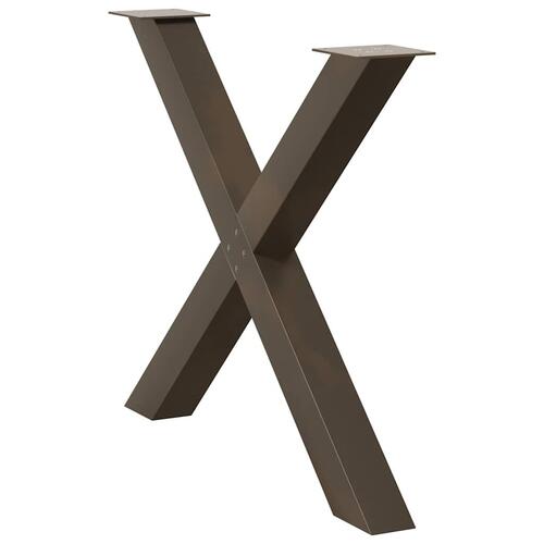 Spisebordsben X-formet 2 stk. naturstål 90x(72-73) cm stål