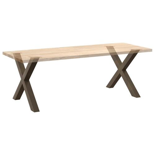 Spisebordsben X-formet 2 stk. naturstål 90x(72-73) cm stål