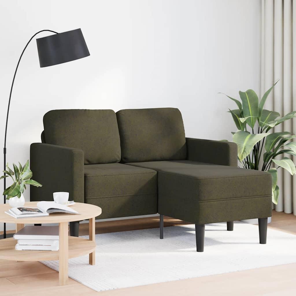 2-Personers Sofa Med Chaiselong L-Formet 125 Cm Kunstlæder - Militærgrøn