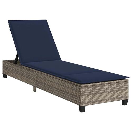 Liggestol med hynder 55x200x25,5 cm polyrattan grå