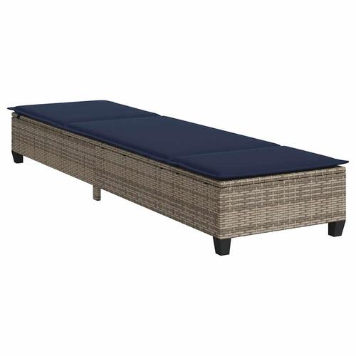 Liggestol med hynder 55x200x25,5 cm polyrattan grå