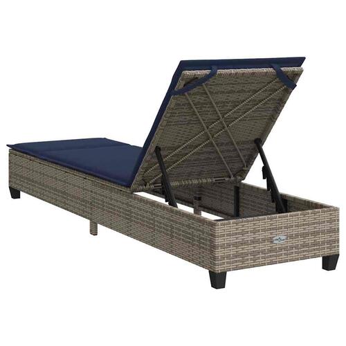 Liggestol med hynder 55x200x25,5 cm polyrattan grå