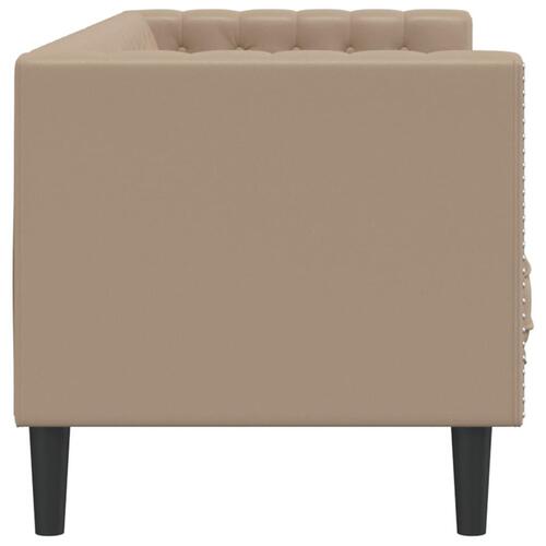 3-personers Chesterfield-sofa kunstlæder cappuccinofarvet