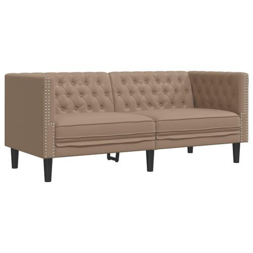 3-personers Chesterfield-sofasæt kunstlæder cappuccinofarvet