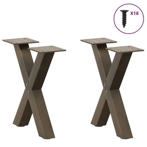 Sofabordben X-formet 2 stk. naturstål 30x(30-31) cm stål