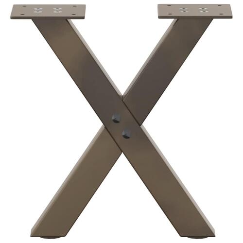 Sofabordben X-formet 2 stk. naturstål 30x(30-31) cm stål