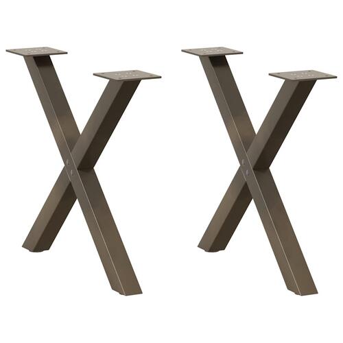 Sofabordben X-formet 2 stk. naturstål 50x(42-43) cm stål