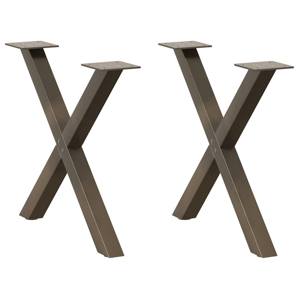 Sofabordben X-formet 2 stk. naturstål 50x(42-43) cm stål