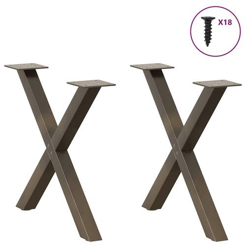 Sofabordben X-formet 2 stk. naturstål 50x(42-43) cm stål