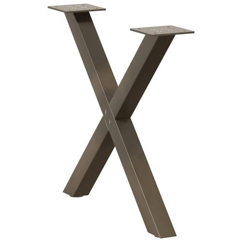 Sofabordben X-formet 2 stk. naturstål 50x(42-43) cm stål