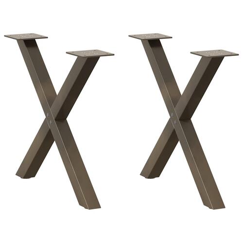 Sofabordben X-formet 2 stk. naturstål 60x(42-43) cm stål