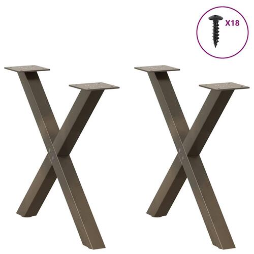 Sofabordben X-formet 2 stk. naturstål 60x(42-43) cm stål