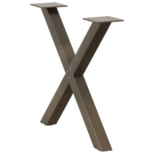 Sofabordben X-formet 2 stk. naturstål 60x(42-43) cm stål
