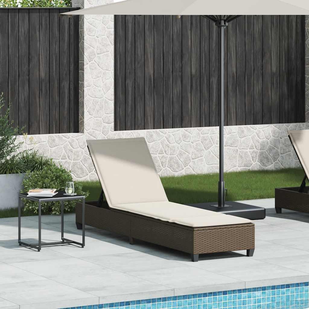 Liggestol med hynder 55x200x25,5 cm polyrattan brun